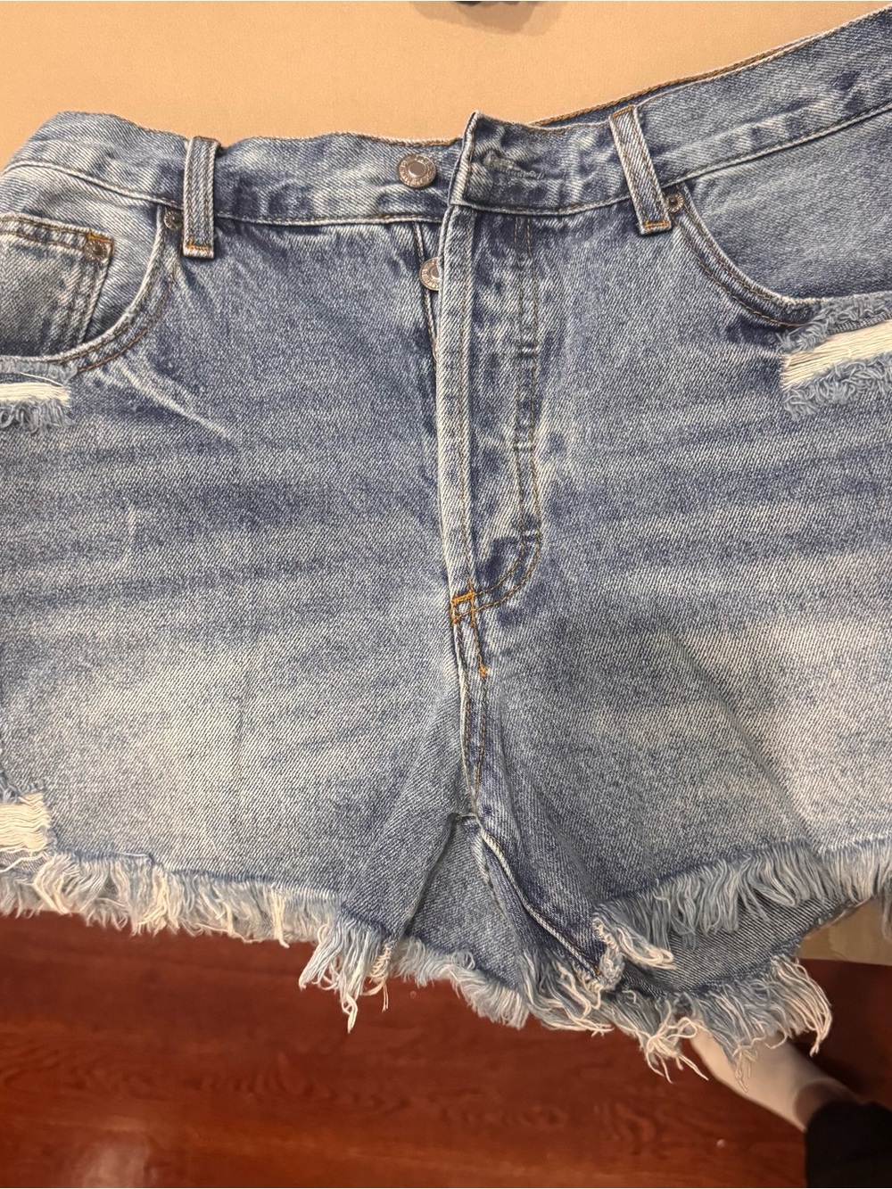 By Together Light Wash Distressed Denim Cutoff Shorts